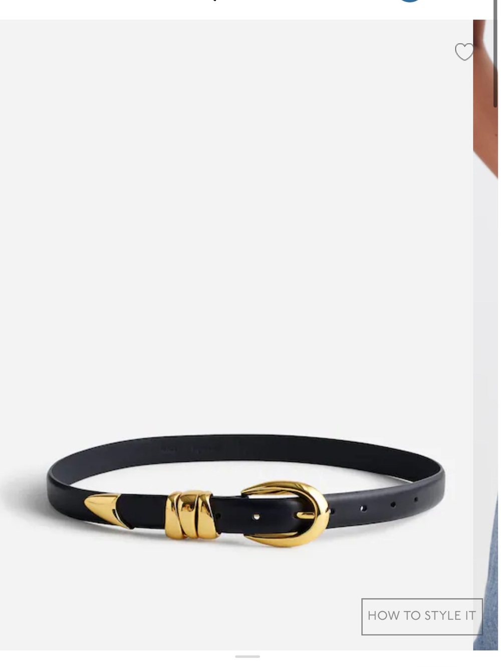 Madewell Black Leather Belt with Gold Buckle